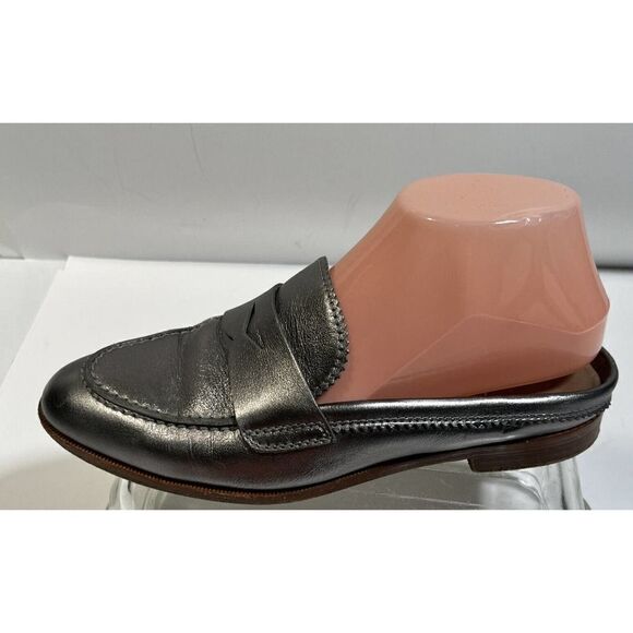 AGL Attilio Giusti Leombruni Silver Metallic Loafers Mules Shoes 37 EU 7 US - Picture 2 of 14